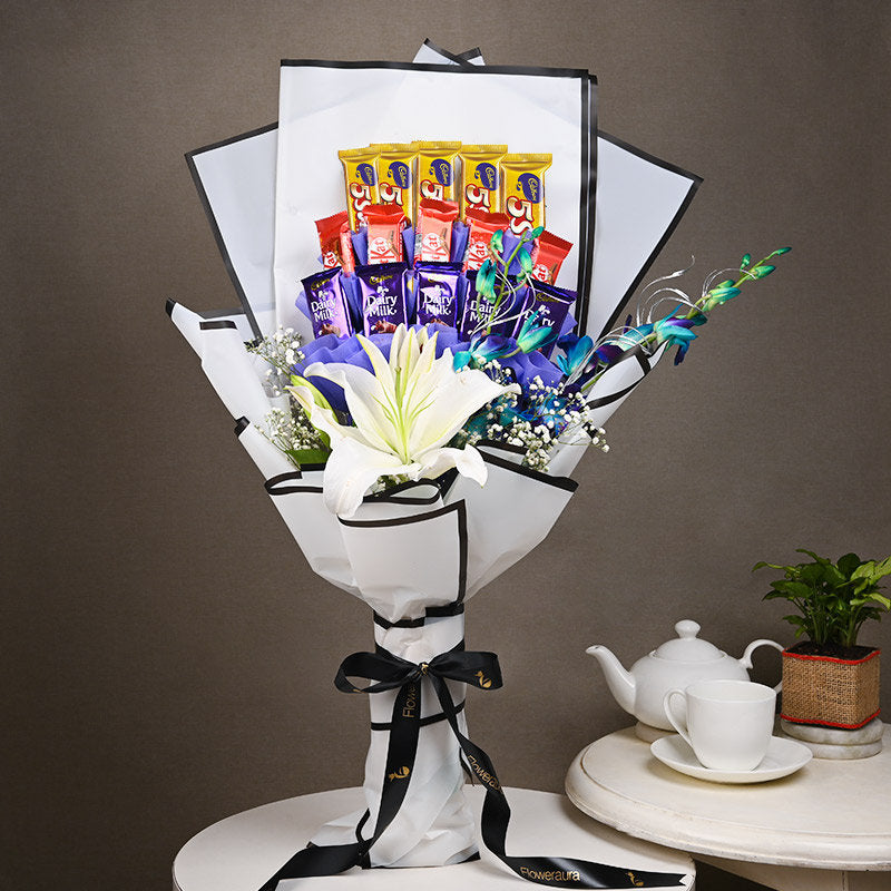 Lily Orchid Choc Bouquet