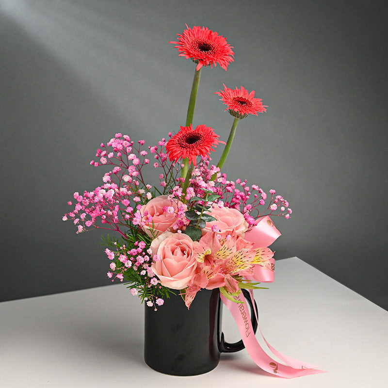 Opulent Blooms In A Ceramic Mug